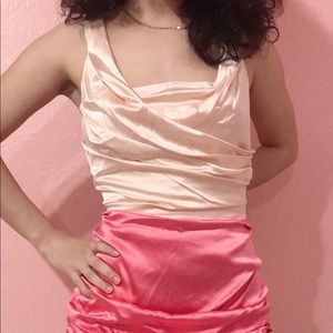 Peach and coral ruffle dress